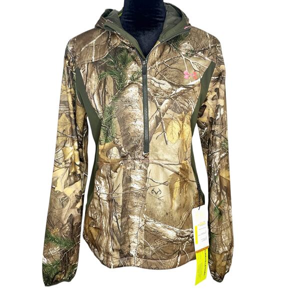 UNDER ARMOUR Half Zip Pullover Scent Control Camo Hunting Jacket Hoodie Medium - Picture 1 of 14